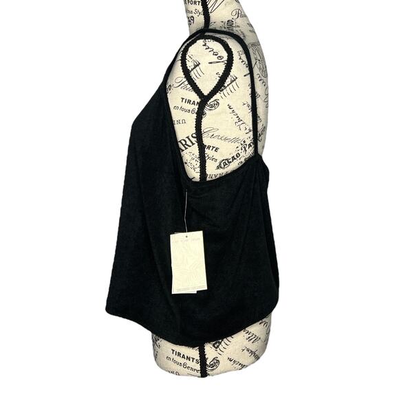Miken Swim (M) Cami Strap Terry Cloth Cropped Tank Top Vacation Beach Coverup - Picture 2 of 8